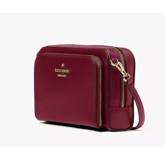 New Kate Spade Staci Dual Zip Around Crossbody Blackberry Preserves - Picture 3 of 5